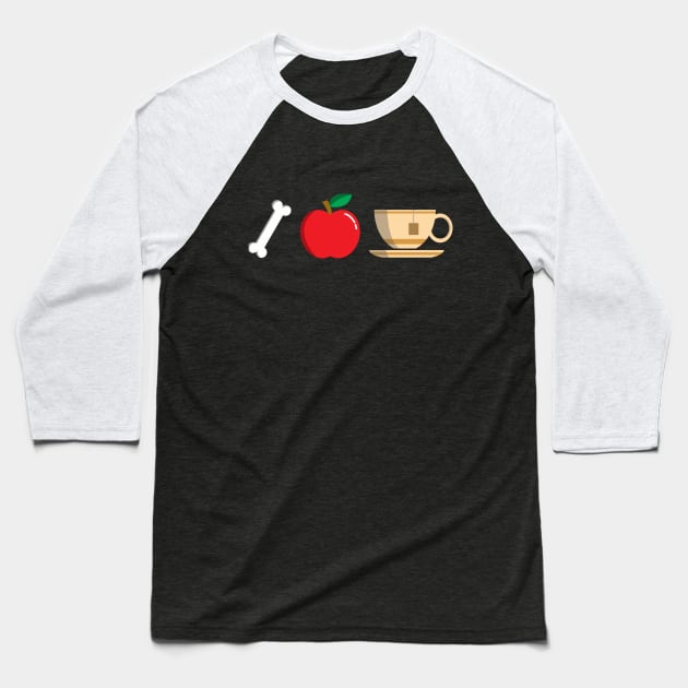 Bone Apple Tea Baseball T-Shirt by dumbshirts